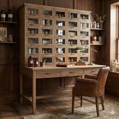 Weathered Oak Mog Cabinet with Table Set