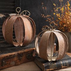 Weathered Orange Metal Pumpkin