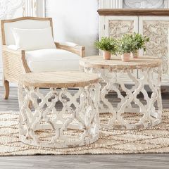 Weathered Quatrefoil Table Set of 2
