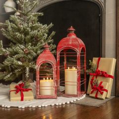 Weathered Red Metal Lantern