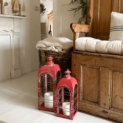 Weathered Red Metal Lantern