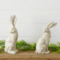 Weathered Sitting Rabbit Figure Set of 2