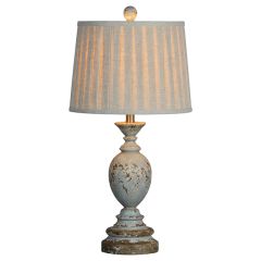 Weathered Table Lamp With Pleated Shade