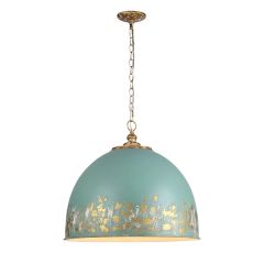Weathered Teal and Gold 5 Bulb Pendant Light