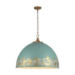 Weathered Teal and Gold 8 Bulb Pendant Light
