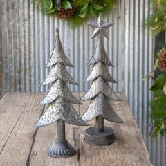 Weathered Tin Christmas Tree, Set of 2