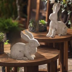 Weathered White Bunny Statue