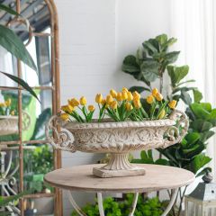 Weathered White Pedestal Vase