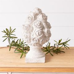 Weathered White Rose Finial Figure