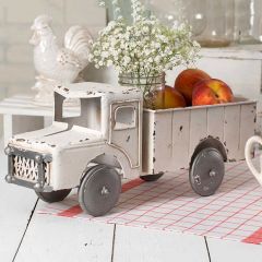 Weathered White Vintage Truck Planter