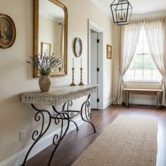 Weathered Wood and Iron Console Table