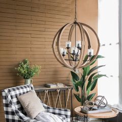 Weathered Wood Orb Chandelier