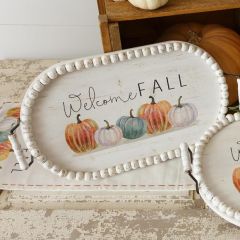 Welcome Fall Bead Edge Tray Set of 2