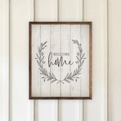 Welcome Home Wreath Whitewash Wall Art