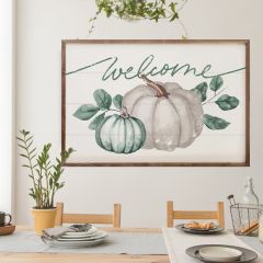 Welcome Pumpkin Green White Wall Art