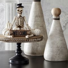 Welcome Sign Skeleton Man Shelf Sitter