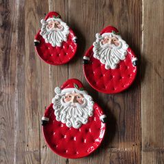 Whimsical Ceramic Santa Plate, Set of 3