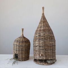 Whimsical Handmade Bee Skep Set of 2