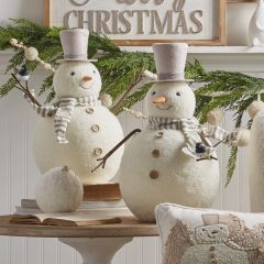 Whimsical Snowman With Striped Scarf Set of 2