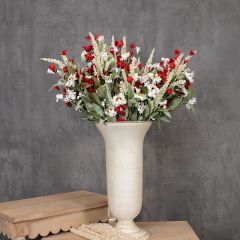 White and Red Daisy and Heather Bush Set of 3