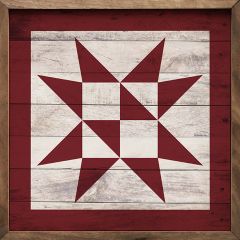White and Red Quilt Square Art