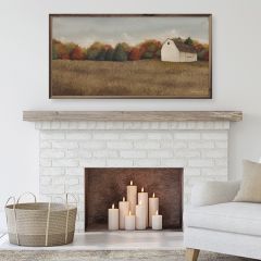 White Barn In Field Neutral Framed Wall Art By David Carter Brown