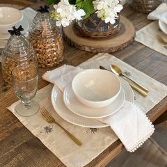 White Beaded Edge Ceramic 12 Piece Dinnerware Collection