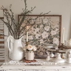 White Bouquet Gray Vase Wall Art By Julia Purinton