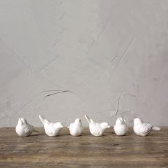 White Ceramic Birds Set of 6