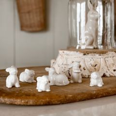 White Ceramic Bunnies Boxed Set of 6