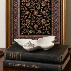 White Ceramic Butterfly Vanity Tray