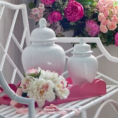 White Ceramic Decorative Ginger Jar