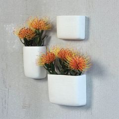 White Ceramic Wall Pocket 6 Inch