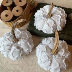 White Chenille Pumpkin Bowl Filler Set of 3