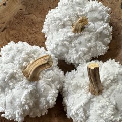 White Chenille Pumpkin Bowl Fillers Set of 3
