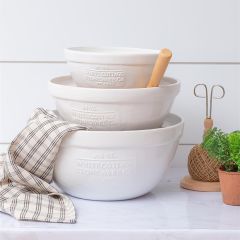White Cottage Farmhouse Mixing Bowl Set of 3
