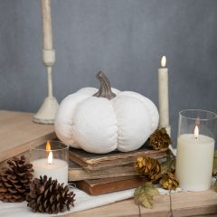 White Damask Fabric Pumpkin