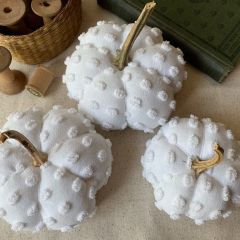 White Dotted Chenille Pumpkins Set of 3