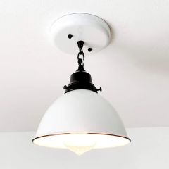 White Enamel Farmhouse Ceiling Light