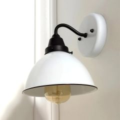 White Enamel Farmhouse Wall Light