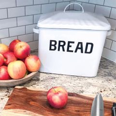 White Enameled Bread Box