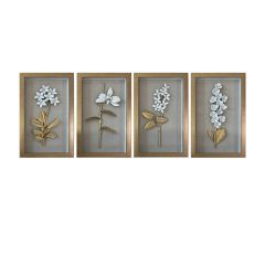 White Flower Framed Wall Decor Set of 4