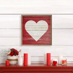 White Heart On Red Wall Art