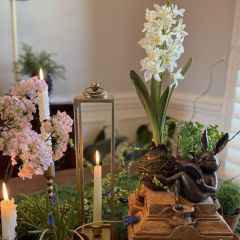White Hyacinth Faux Drop In Plant