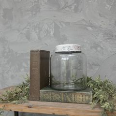 White Lidded Clear Glass Jar Set of 3