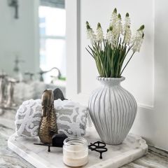 White Lotus Porcelain Vase Set of 2