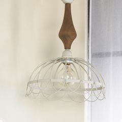 White Metal Cage Pendant Light