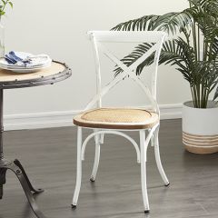 White Metal Cross Back Dining Chair Set of 2