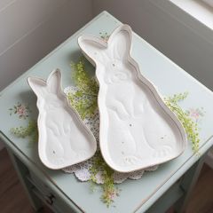White Metal Decorative Rabbit Trays Set of 2