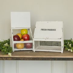 White Metal Produce Bin Set of 2